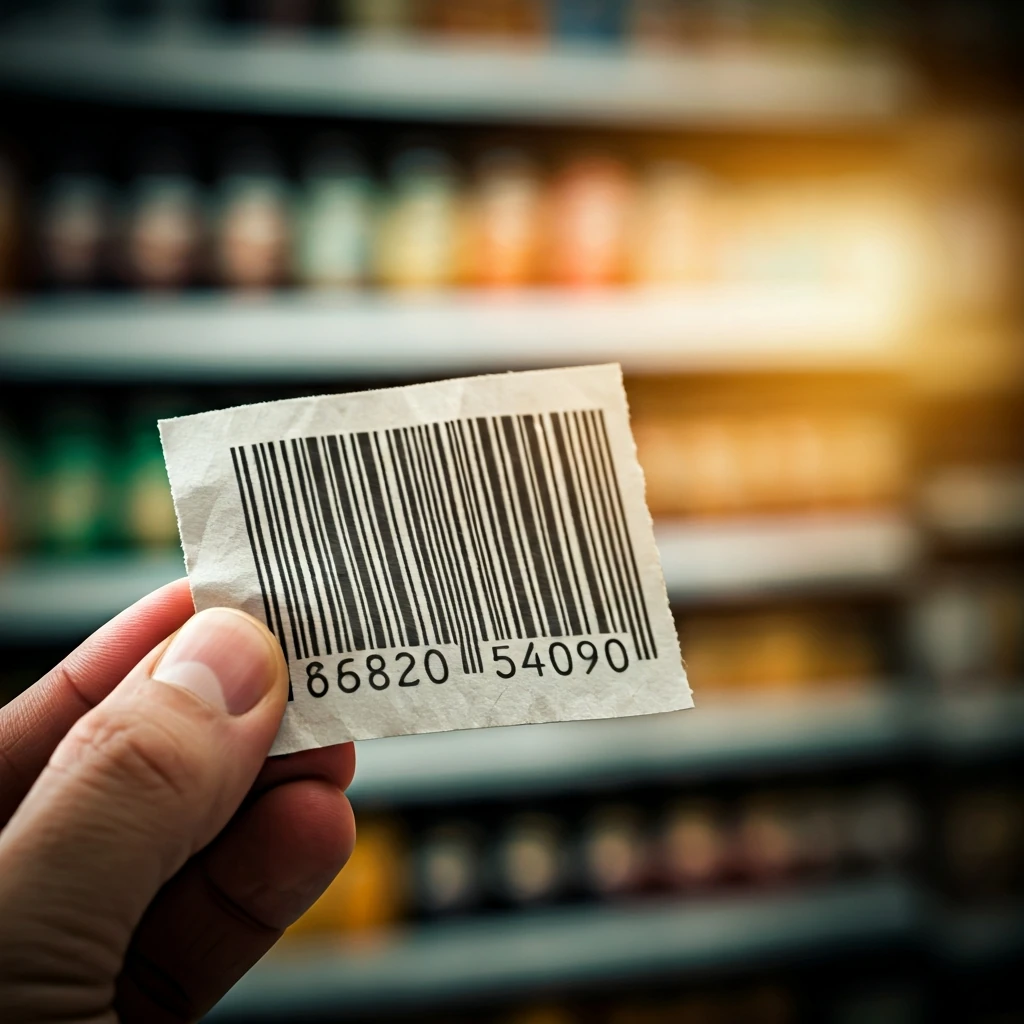 A close-up of a printed grocery coupon with a visible barcode, ready for scanning at a store.